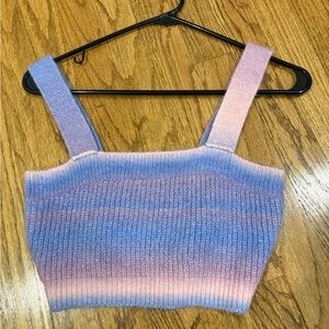 Pink and Blue Knit Crop Top